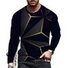 Colorful Geometry Pattern T-Shirt For Men Fashion 3D Printed T Shirts Autumn Casual Long Sleeves Loose Round Neck Tops Tees