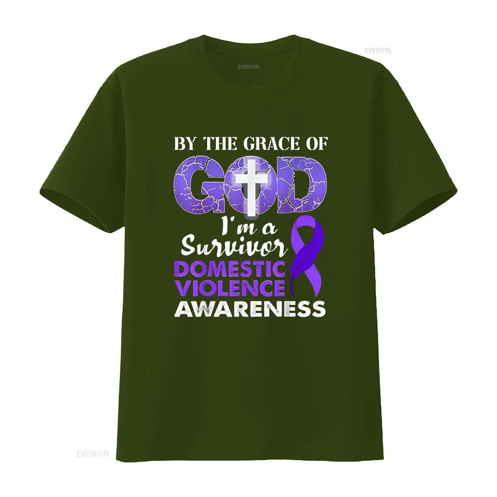 By The Grace God I M A Survivor Domestic Violence Awareness T Shirt Vintage Washed Breathable Unisex Soft Comfortable Casual