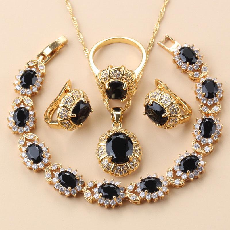 Dubai Luxurious  Gold Plated Zircon Jewelry Sets With  Mark Clip Earrings And Necklace Bridal Costume For Women Gift Box
