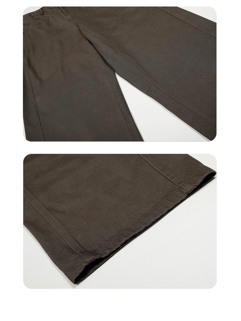 Yongfang Unisex Retro Kaffee Arbeitshose: Locker, Trendig, Große Taschen, Gerades Bein