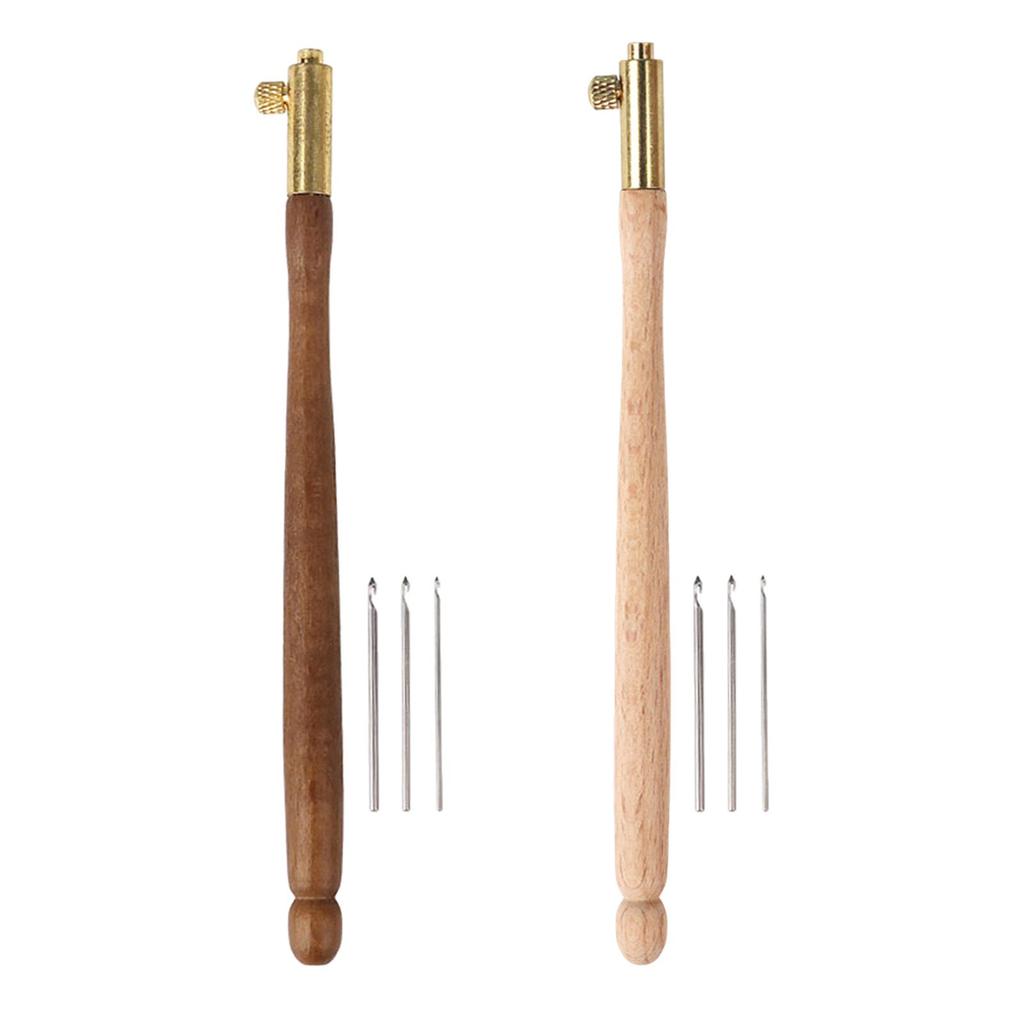 Tambour Hook Embroidery Beading Tools Set 0.7mm/1.0mm/1.2mm Sequin Beads Set Wooden Handle Tambour Beading for Sewing Knitting