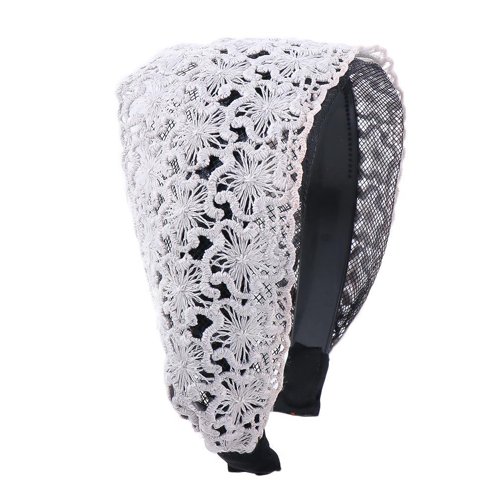 

Exquisite Sweet Wide Side Women Girls Makeup Women Hairband Hair Accessories Lace Hair Hoop Korean Style Headband серый