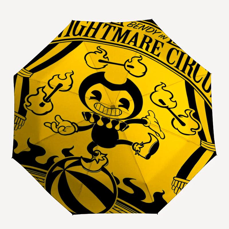 Bendy and the Ink Machine Theme Automatic Umbrella, Lightweight & Portable, 8 Rib, Perfect for Outdoor Travel, Birthdays, Christmas, Gifts.