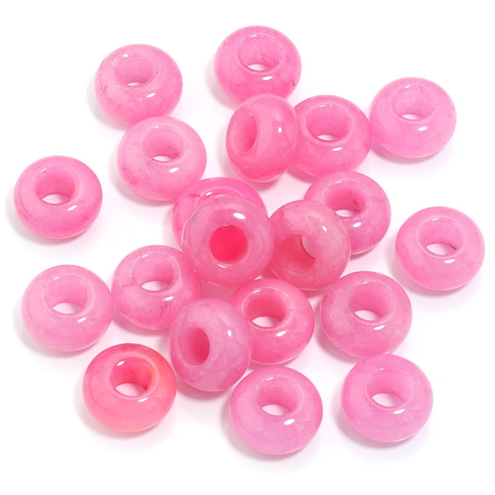 6pcs 14x8mm Natural Stone Beads Amethyst Tiger Eye Agate Jade Abacus Shape Big Hole Loose Beads for Jewelry Making DIY Bracelets