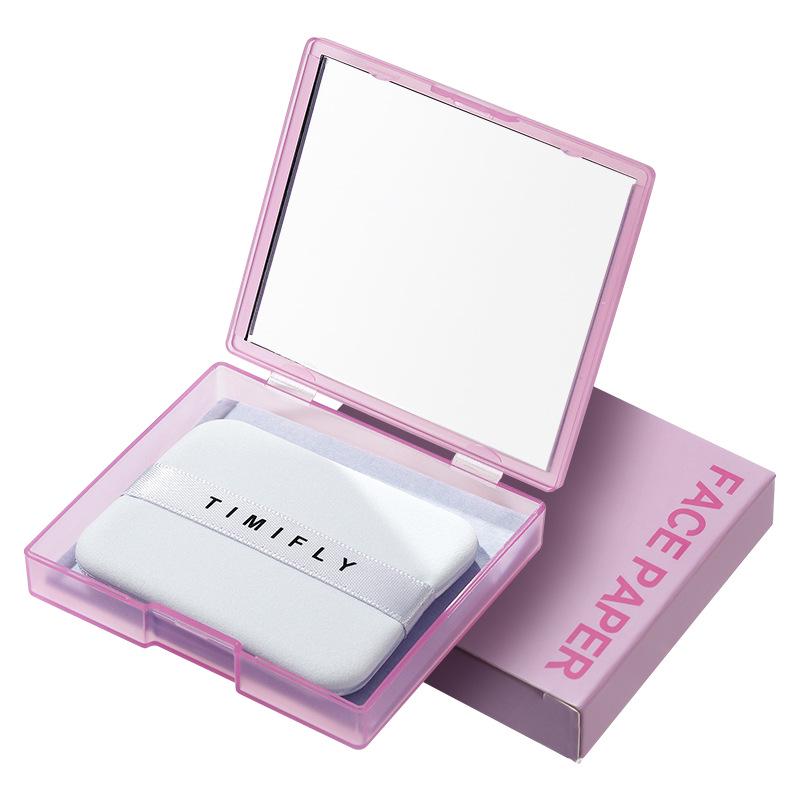 Oil-Absorbing Face Paper with Puff & Mirror - Unisex Refreshing Oil Control