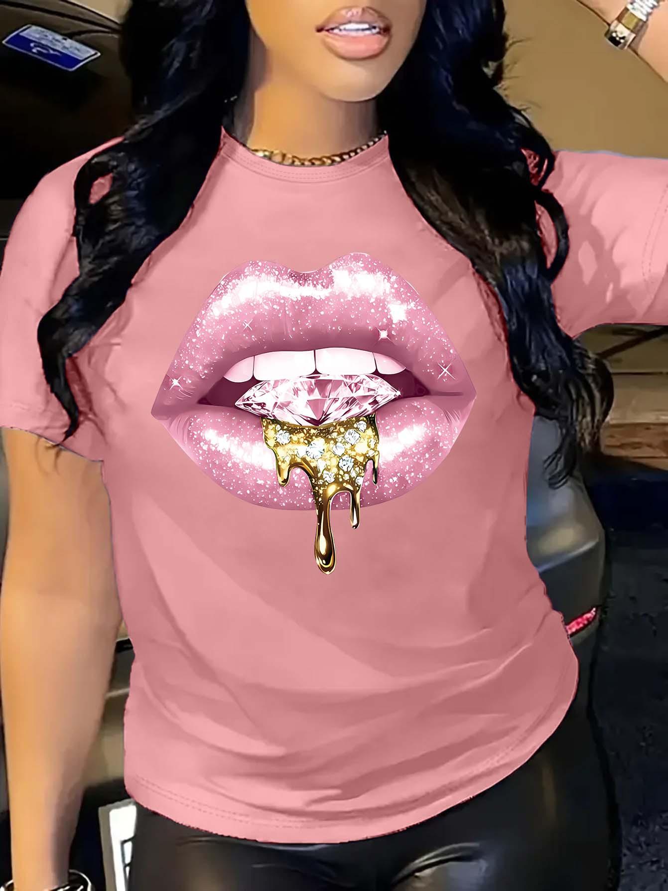 

Large size casual fashion printed T-shirt women s trendy base layer 5XL