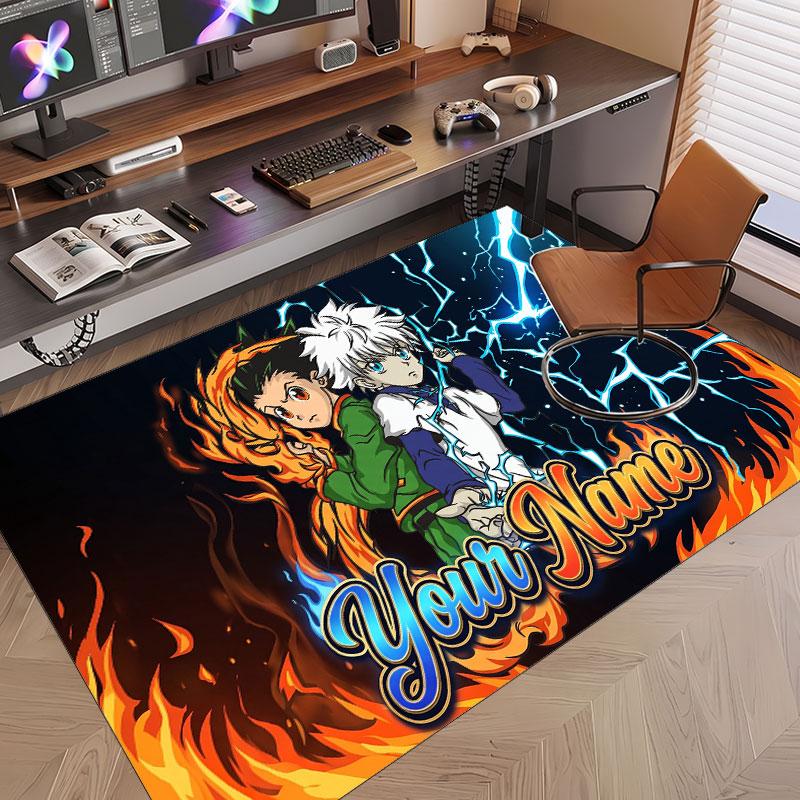 Custom Name Crystal Velvet Rug,Hunter × Hunter Comfortable Anti Slip Floor Mat For Room Decoration