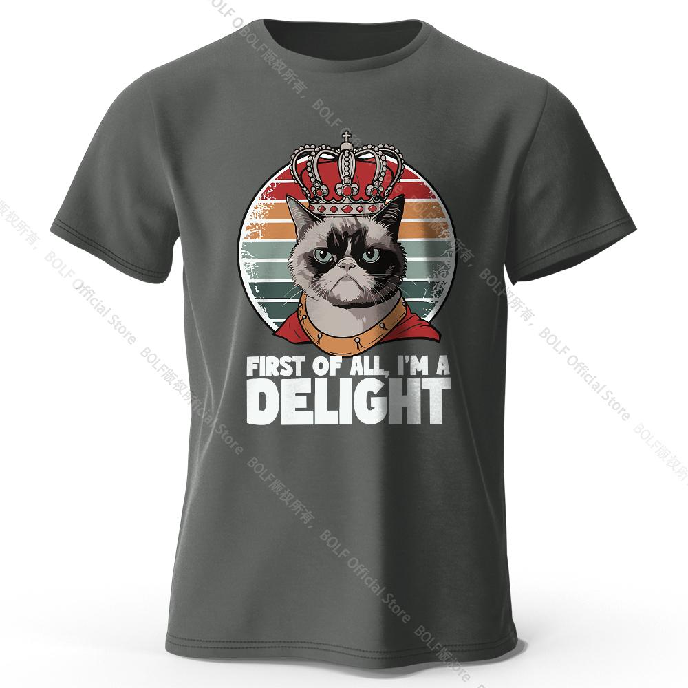 Men's First of All I'm A Delight Printed T-Shirt 100% Cotton Oversized Sassy Graphic Tees for Women Summer Confidence Streetwear