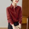 Women's Long Sleeve Corduroy Shirt - Thickened Cotton Cocoon Style for Spring/Autumn 2026