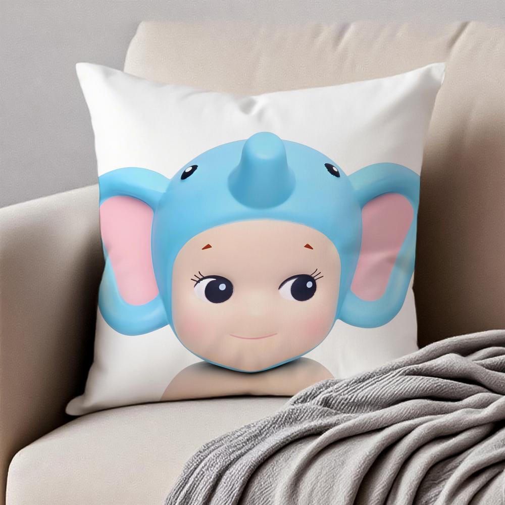 sSonny Angel Pillow Cute Figure Cushion Cover Pillowcase Antidustmite Invisible Zipper Short Plush Sofa Cushion