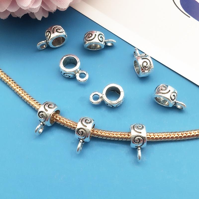 1 4Mm Large Hole Tee Hanging Head Pendant Buckle Handmade Diy Silver, Bracelet Jewelry Accessories