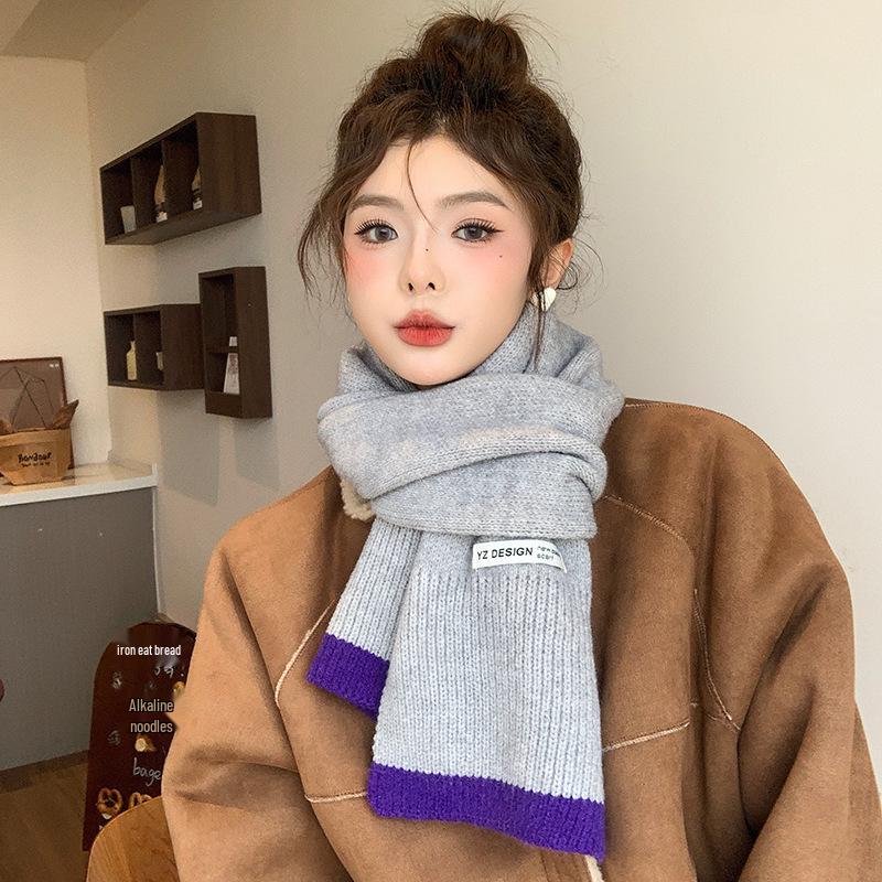 Japanischer und koreanischer Strickwollschal für Damen - Warmer Winter-Nackenwärmer, Perfektes Neujahrs-Rot-Weihnachtsgeschenk