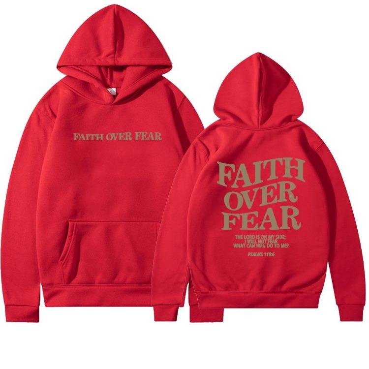 Faith Over Fear Jesus Sweatshirt Christian Hoodie Trendy Christian Clothes Unisex Bible Verse Aesthetic Apparel S