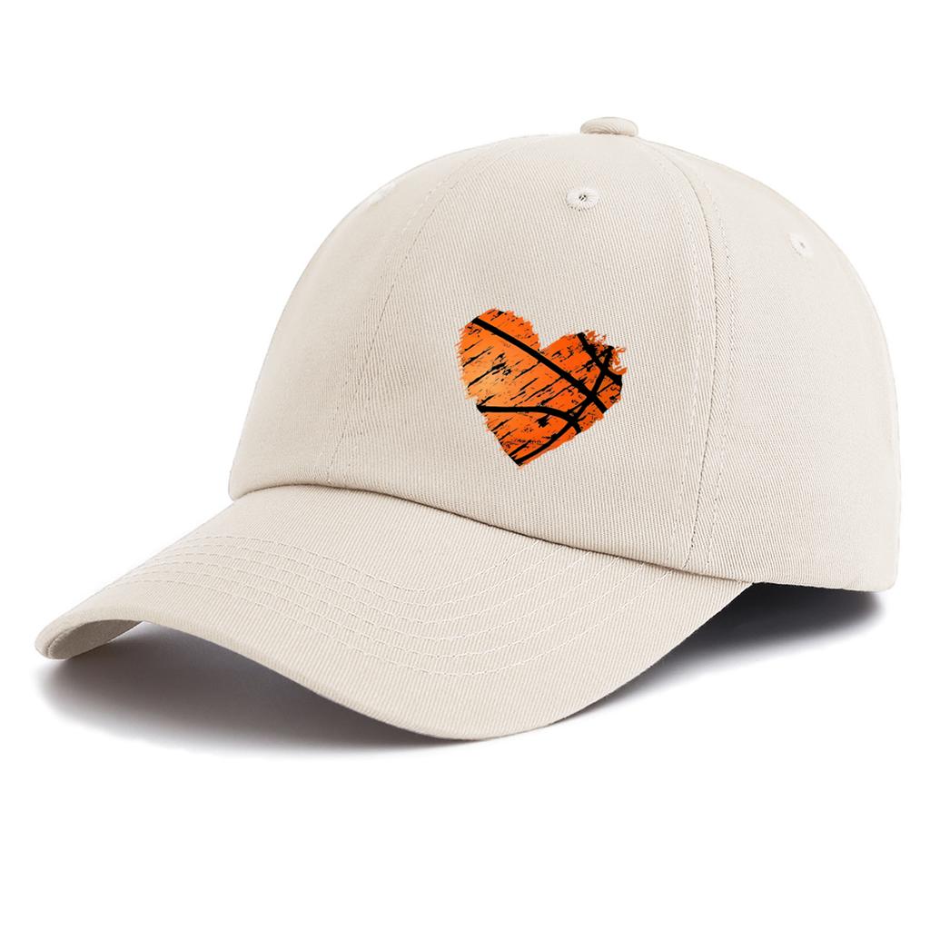 1pc Basketball Heart Print  Baseball Cap for Adults,  Minimalist Retro Style Casual Soft Adjustable Dad Hat, Perfect As Gift