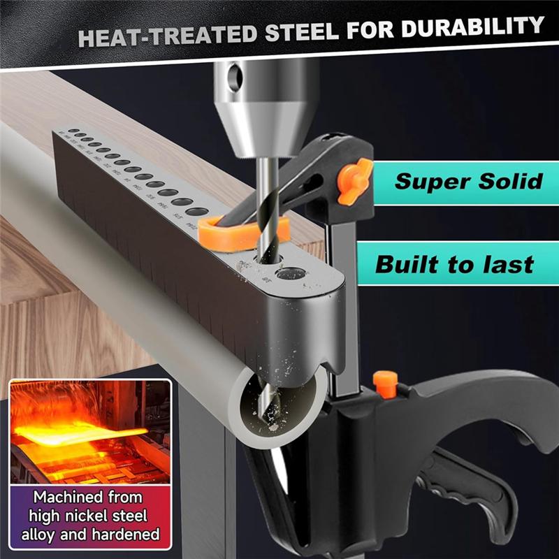 A95I-STD1000DGNP 1/8In To 3/8In Drill Guide For Straight Holes, 17 Sizes, Heat-Treated Steel, In 1/64In Increment Steps