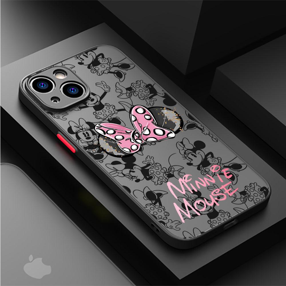 Mickey Minnie Maus Handyhülle für Apple iPhone 15 16 Pro XS Max 13 14 Plus XR SE 7 8 12 11 Pro plus Matt