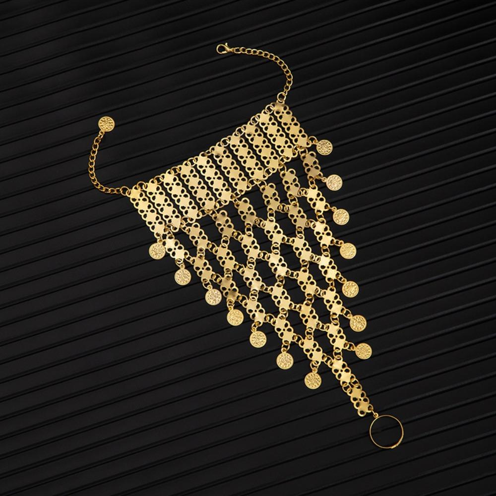 Thai Ethnic Style Finger Bracelet Multi Layer Hollow Geometric Bracelet  Belly Dance Accessory Style 2