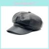 Stylish Pu Leather Round Top Beret Hat For Winter Casual Wear