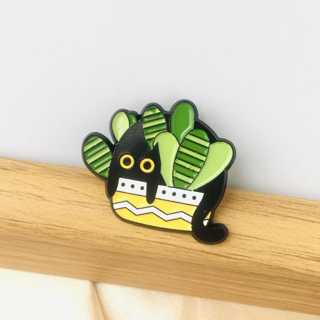 Japanese Cute Black Kitten Cartoon Brooch for Bags & Clothing