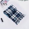 Imitation Cashmere Feel Scarf 10Pcs Men Women Plaid Print Tassel Trim Double Warm Winter Sided Velvet Long Contrast Color Thermal