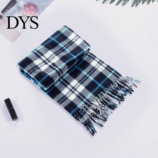 Imitation Cashmere Feel Scarf 10Pcs Men Women Plaid Print Tassel Trim Double Warm Winter Sided Velvet Long Contrast Color Thermal