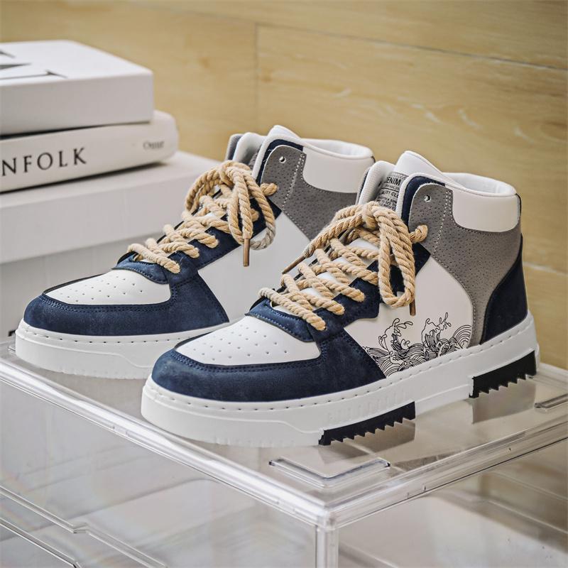 

Мужские повседневные высокие кроссовки Четыре сезона новые студенческие туфли на плоской подошве белые модные спортивные борцовки уличная обувь для ходьбы 45