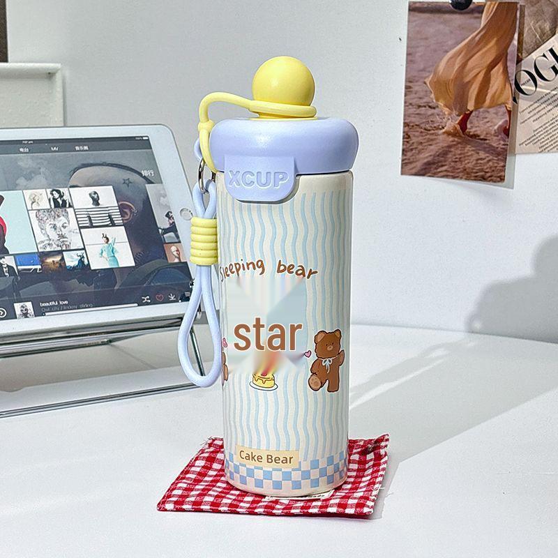 Portable Large Capacity 316 Stainless Steel Insulated Cup with Cartoon Design & Straw