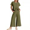 Pants Sets Women 2 Piece Outfits Sleeveless Round Neck Tank Tops Matching Sets for Women Elastic Waist Wide Leg