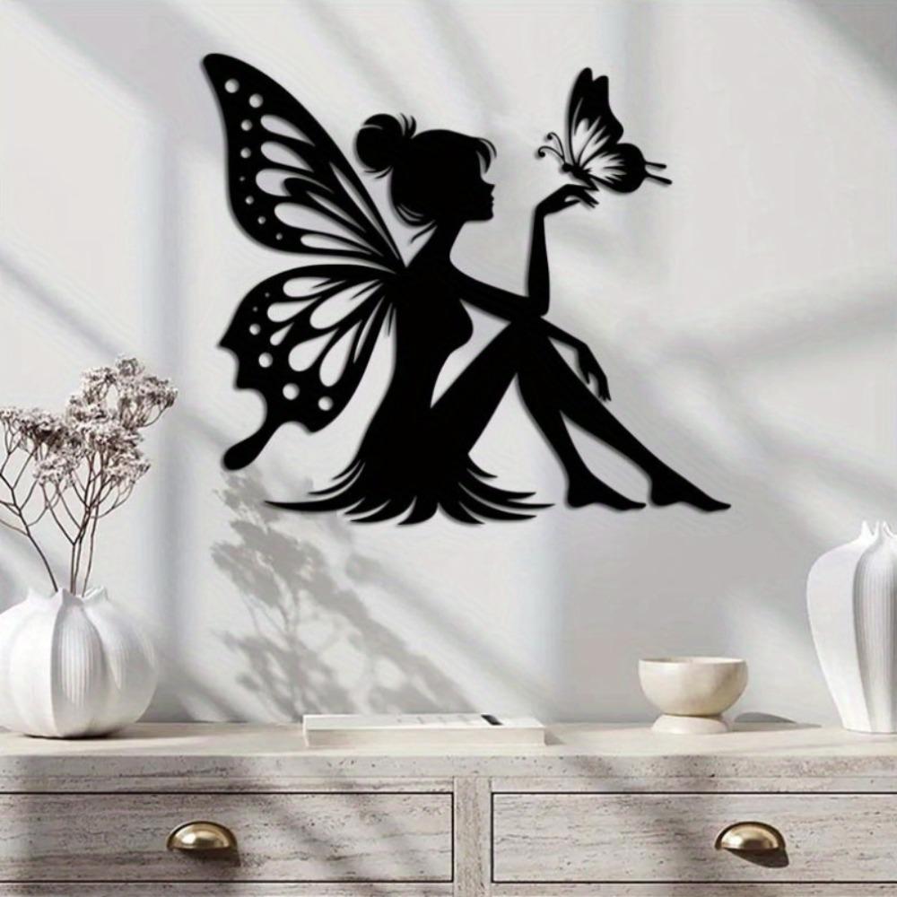Modern Laser Cut Metal Wall Sculpture 15.75in Fairy Design for Home Garden Yard Decor Indoor Outdoor