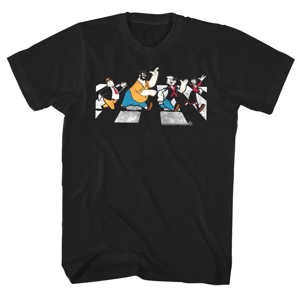 Popeye Characters Crosswalk Men T Shirt Abbey Road Beatles Parody Bluto Olive M