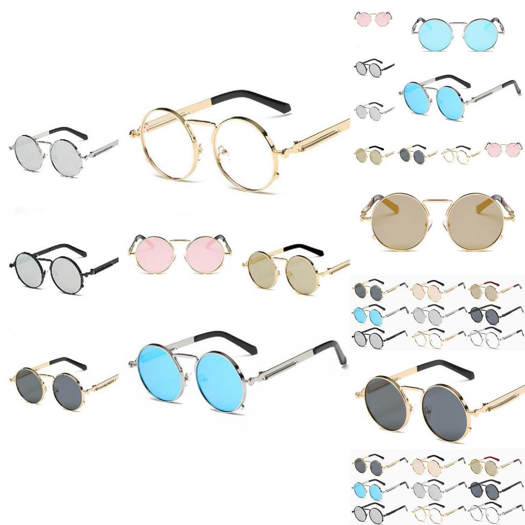 Vintage Retro Round Steampunk Sunglasses With Metal Frame And Uv400 Protection For Men And Women