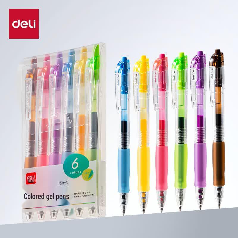 Deli SA503 0.5mm Ret retractable Colored Gel Pen Set, 2-Pack