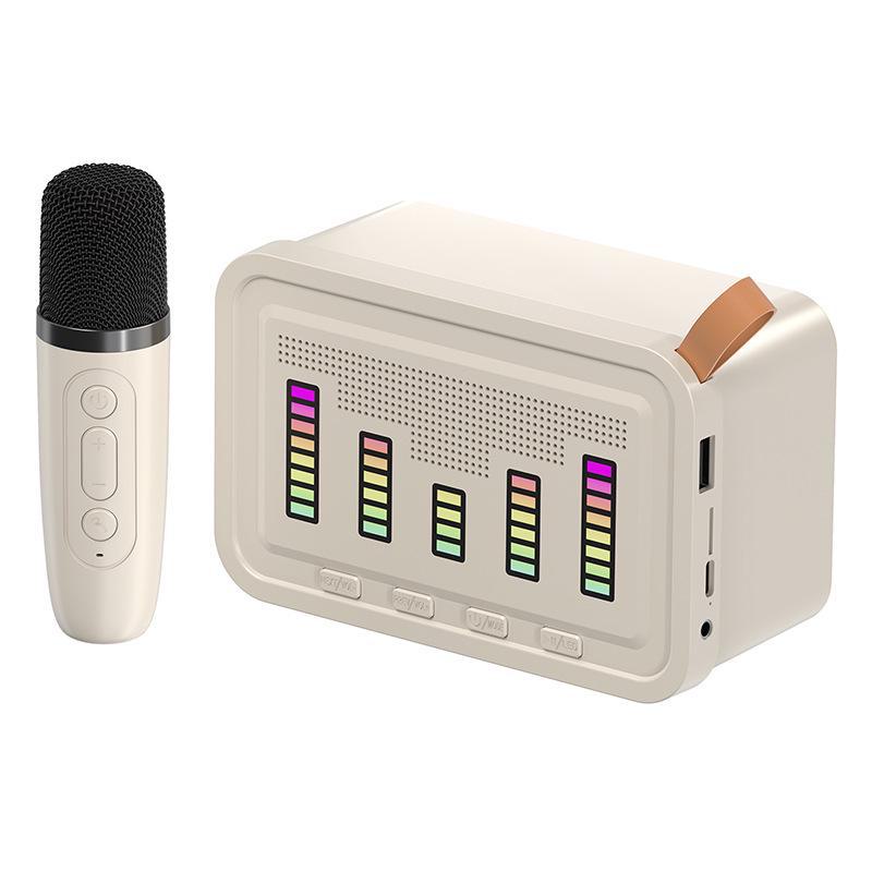 

Q7 Беспроводной Bluetooth-динамик и микрофон с подсветкой - Портативный уличный караоке-динамик Q8 Single Microphone белый