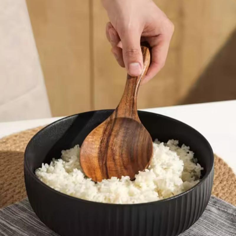 Wood Rice Spoon Wooden Kitchen Spoon Rice Paddle Scoop Ladle Tablespoon Big Serving Spoon Tableware Kitchen Utensils