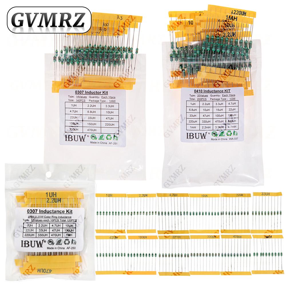 Color Ring Inductor Assortment 0307 1/4W 0410 1/2W 1UH 10UH 100UH Inductors Inductors Assorted Set Kit