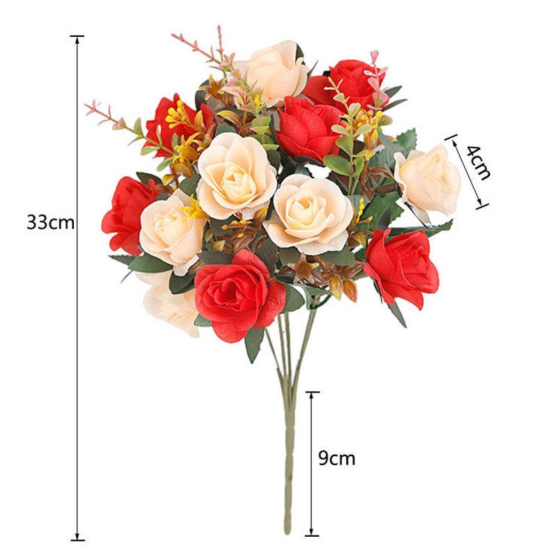 

Искусственные Цветы Шелковые Искусственные Растения УФ-стойкие Декор для Дома Внутри/Снаружи Сада Red- 2 bundles