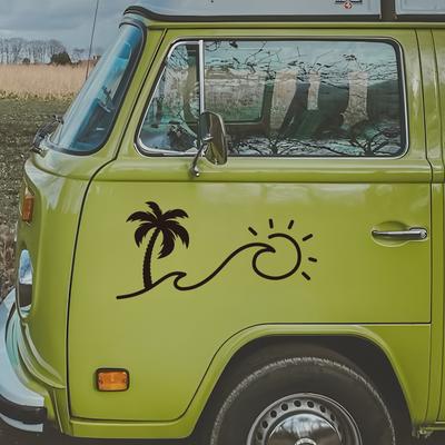 Tropical Wave Coconut Tree Summer Creative&funny Stickers for Cartoon Fans&lover,high Quality for Car Trucks Motorcycles