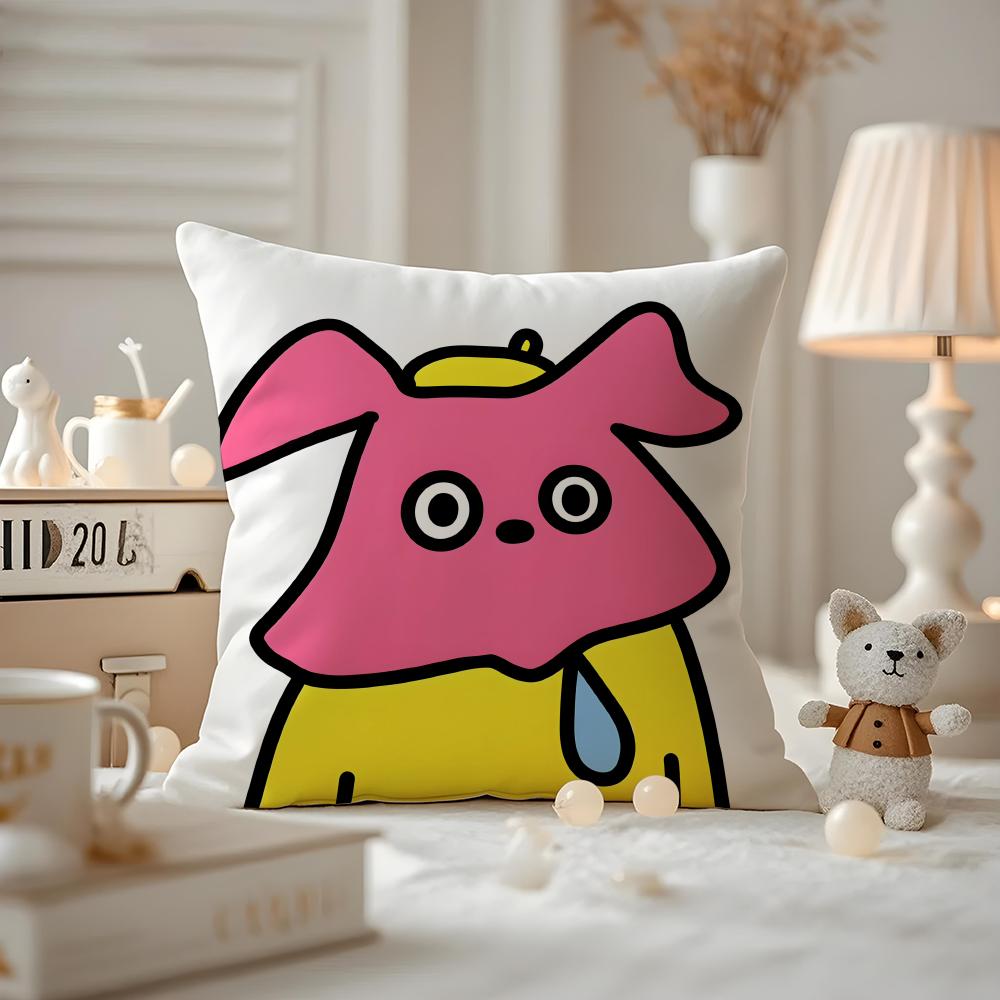 Weird Expression Doodle Cushion Cover Pattern Printed Pillowcase For Living Room Sofa Cushion Cover & Bedroom Decor