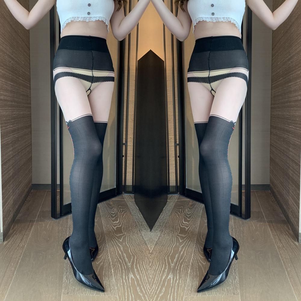 Sexy Open Crotch Free Sex Stockings Seduction Bed Large Size Passion Underwear Uniform Summer Open Black Silk Cover