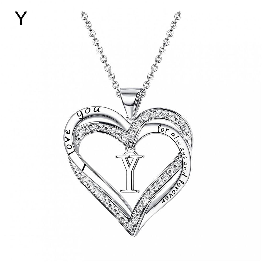 Dainty Initial Charm Necklace Heart Pendant Necklace Letters Necklace Heart Necklace for Women
