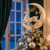 Dekoratives Mittelstück für Baum, beleuchteter Gedenk-Weihnachtsstern, Engel, Rotkehlchen, Rentier-Designs, Baumspitze Ornament Topper mit warmem Leuchten,