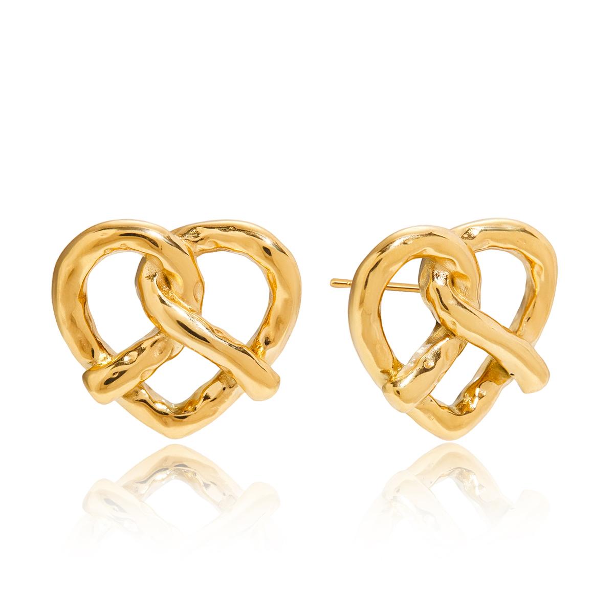 

Yori Stainless Steel Geometric Heart Lye Knot Earrings 18K Gold PVD Plated Popular Daily Classy Waterproof Jewelry Accessory золотистый