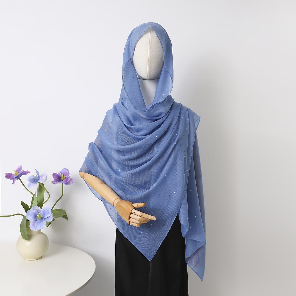 Spot Thin Solid Color Polyester Cotton Monochrome Sprinkled Gold Small Sequins Scarf Women'S Bag Headscarf Shawl Xiyin