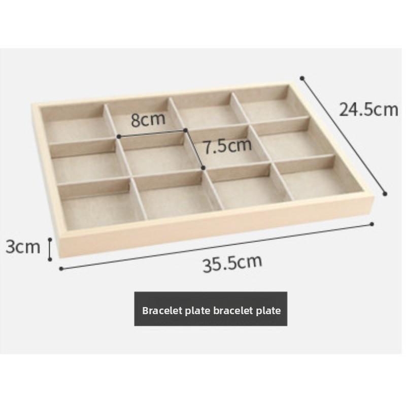 Minimalist natural wood jewelry display tray - stylish ring, necklace, bracelet, watch, and bangle organizer