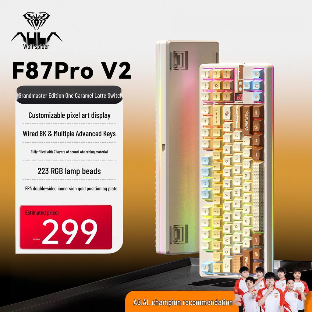 Wolfspider F87 Pro V2 Wireless Mechanical Gaming Keyboard with Bluetooth and Custom Side Engraving.