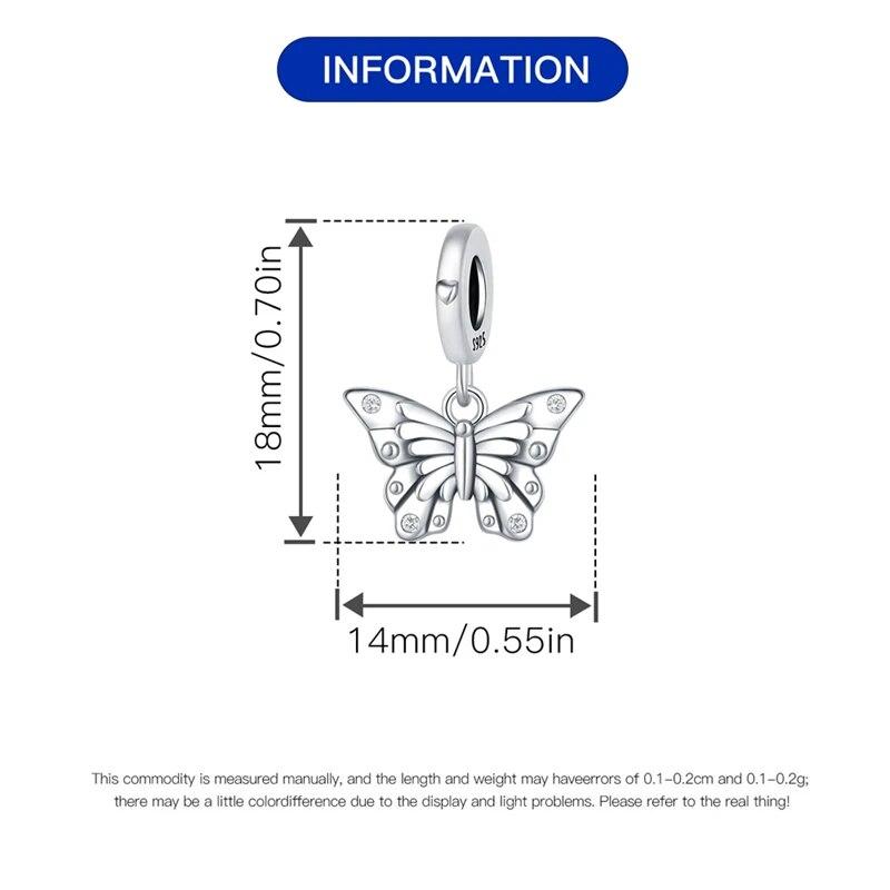 Plants Insects Charms Beads Real Copper Simple Butterfly Dangle Pendant Fit Fine Bracelet Diy Jewelry Gifts