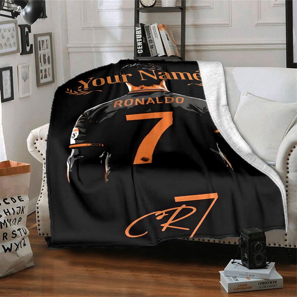 Cristiano Ronaldo (143) Personalized Text Blanket Multi-purpose Customizable Blanket Warmthful Decor Suitable for Sofa Nap Livingroom Picnics