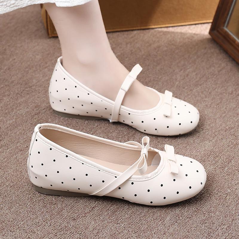 

Женские туфли Мэри Джейн на плоской подошве с двойным бантом - Мягкий квадратный носок, Внутренний подъем 4 см, Универсальный стиль для поездок на работу 2025. 35 грязно-белый