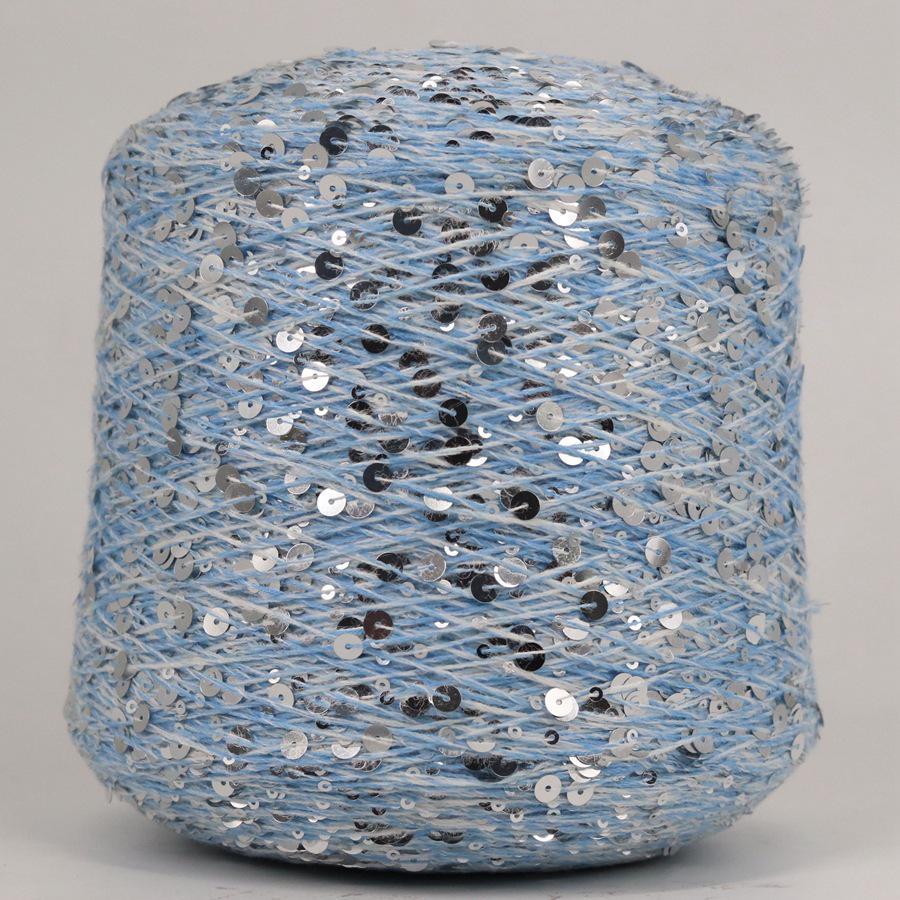Hand-Knitted Bright Cotton Yarn with Sequins, 3MM+6MM, Combed and Fancy
