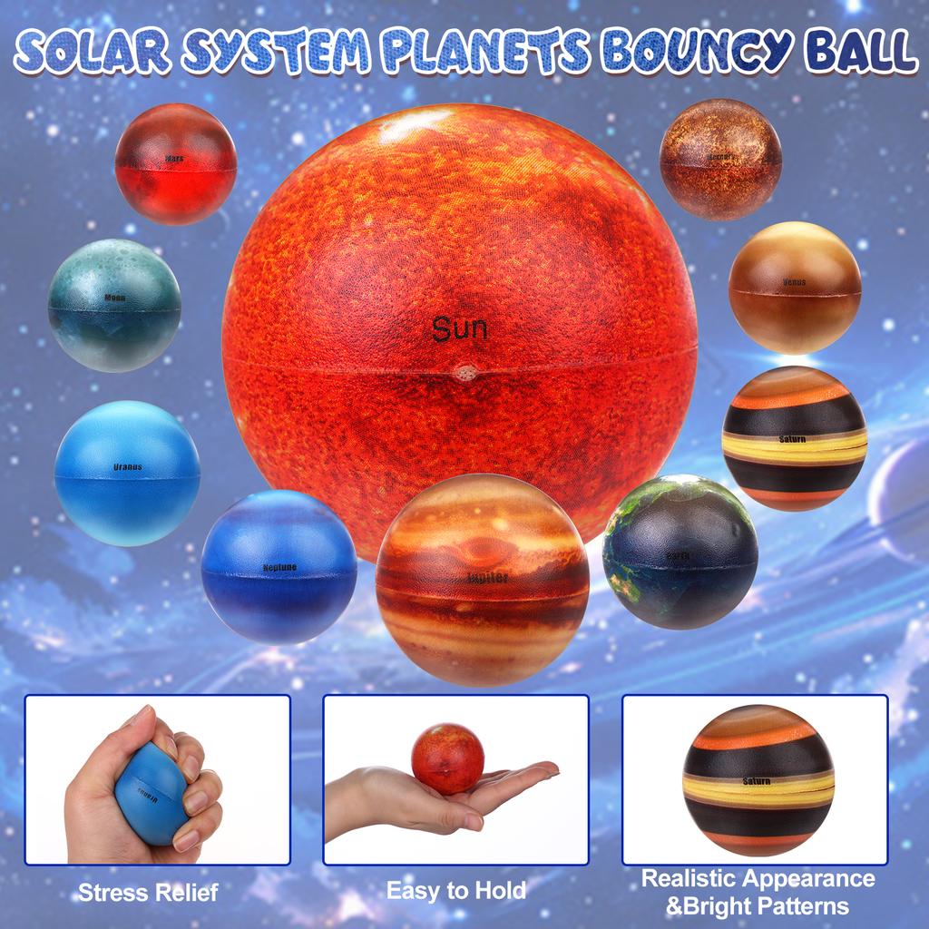 20 Pcs Solar System Stress Balls Planets Stress Balls Planets Squeeze Ball Stress Relief Toys Sensory Balls Educational Space Fo